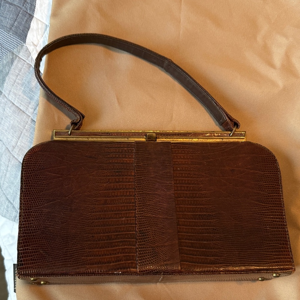 Vintage Bellestone Brown Lizard?/Leather? Handbag